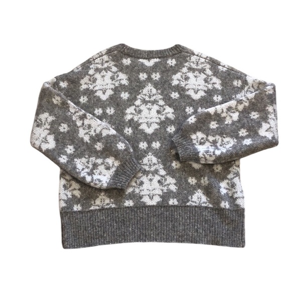 Lewit jacquard Womens Chunky Sweater Sz XL Grey White Wool Angora Mohair Blend - Picture 5 of 7